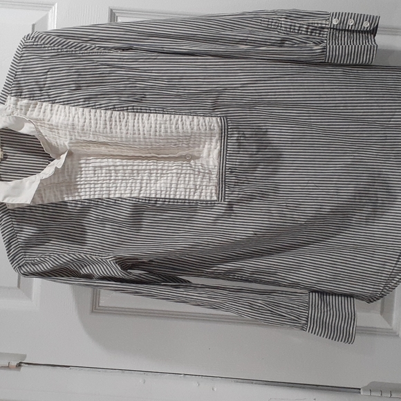 J. Crew Tuxedo Style Striped Shirt size S White Pleats Tuxedo Look - Picture 1 of 3